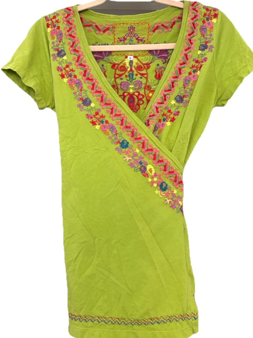 Johnny Was Floral Embroidered Wrap Top